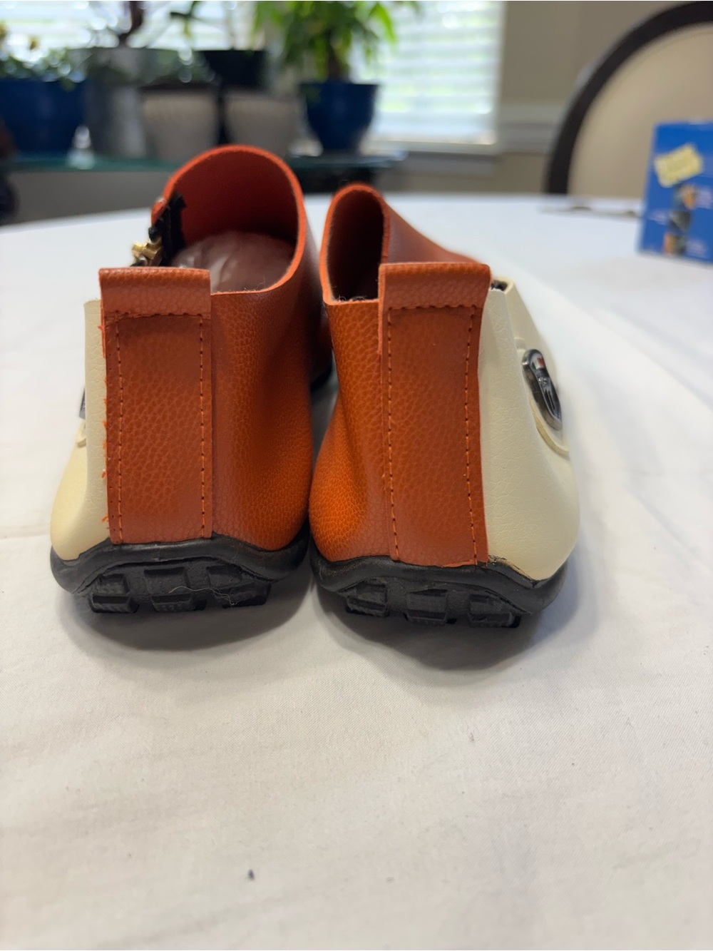 Men's Two-Tone Tan and Cream Slip-On Loafers with Zip Accent. Italian Inspired, - Picture 4 of 8